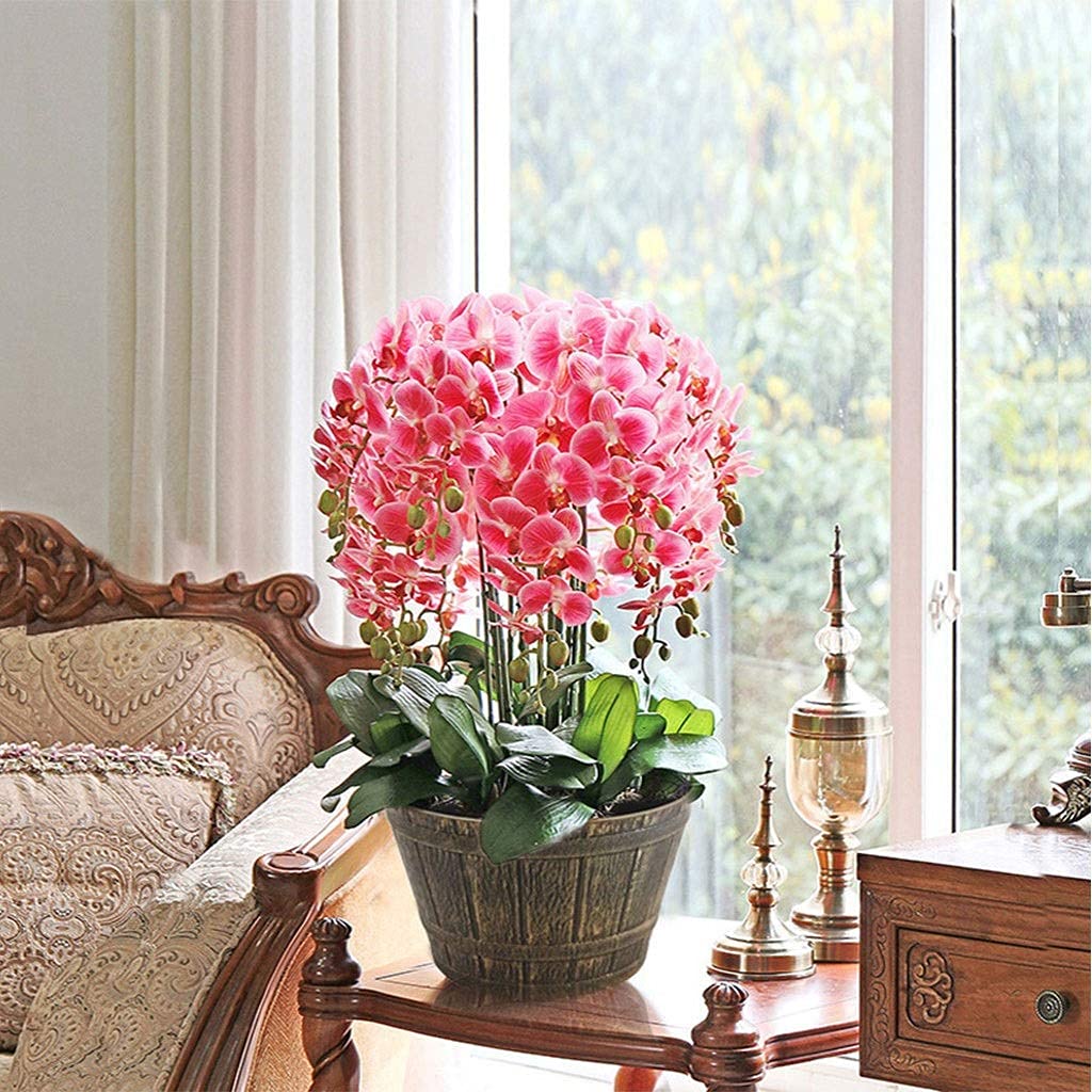 Zestaw sztucznych kwiatów Bonsai z wazonem, jedwabna tkanina, kompozycja Phalaenopsis do dekoracji stołu w domu i biurze, piękne kwiaty i wazon