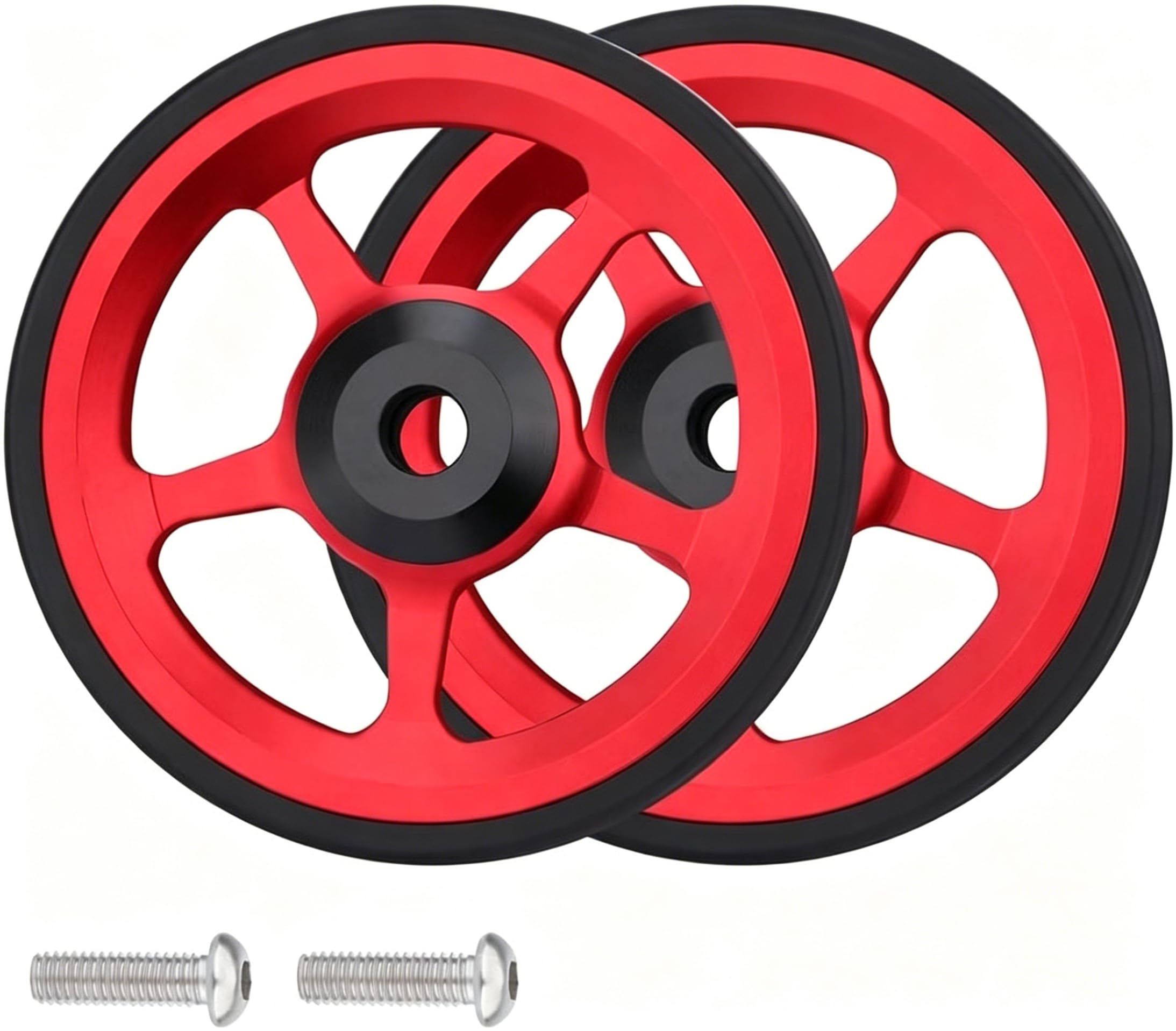 60mm Aluminum Alloy Easy Wheel with M6 Bolt for Brompton Folding Bike Spare Parts, Replacement Easy Wheel Rack Accessories(red)