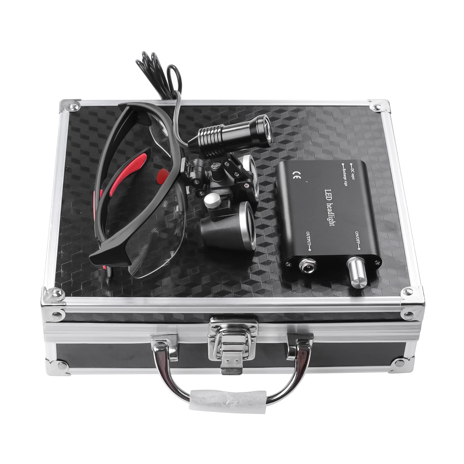 NSKI Portable 5W LED Head Light Headlight with 2.5X 3.5X Loupes Binocular Loupes Magnifying Glasses Optical Glass (Black, 3.5X)