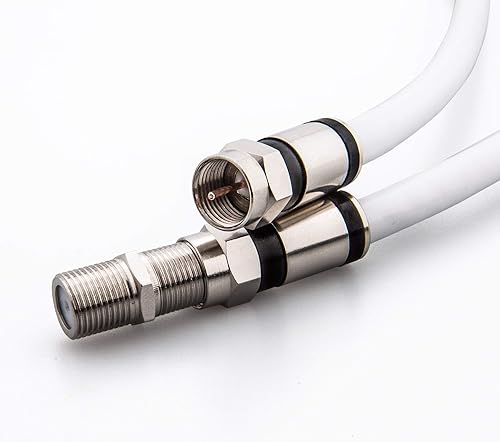 Miniatura 1 de GTOTd Cable coaxial (6 pies) con conector de cable coaxial RG6 (y adaptador de extensión de cable tipo F), cable coaxial blanco de 75 ohmios