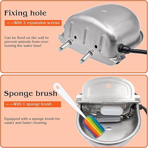 Miniatura 4 de Cuenco de agua con calefacción para gatos al aire libre, cuenco para perros con calefacción automática con cable antimasticable, cuenco grande con