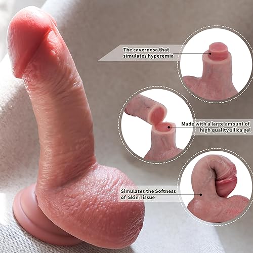 Miniatura 10 de Reproduction Consolador hecho a mano, consolador realista de 8.26 pulgadas de silicona líquida de doble densidad, pene realista, juguetes sexuales