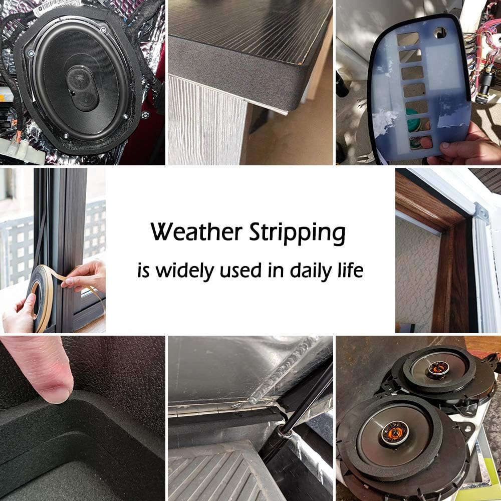 Neoprene Weather Stripping -2" W x 1/8" T- Self Adhesive Foam Rubber Seal Strip Tape for Sliding Door Window Insulation