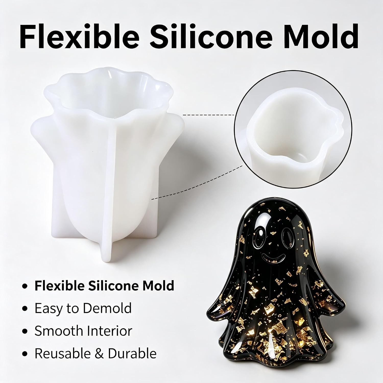 Halloween Ghost Silicone Resin Mold for Candle Making Desktop Decor Z0250