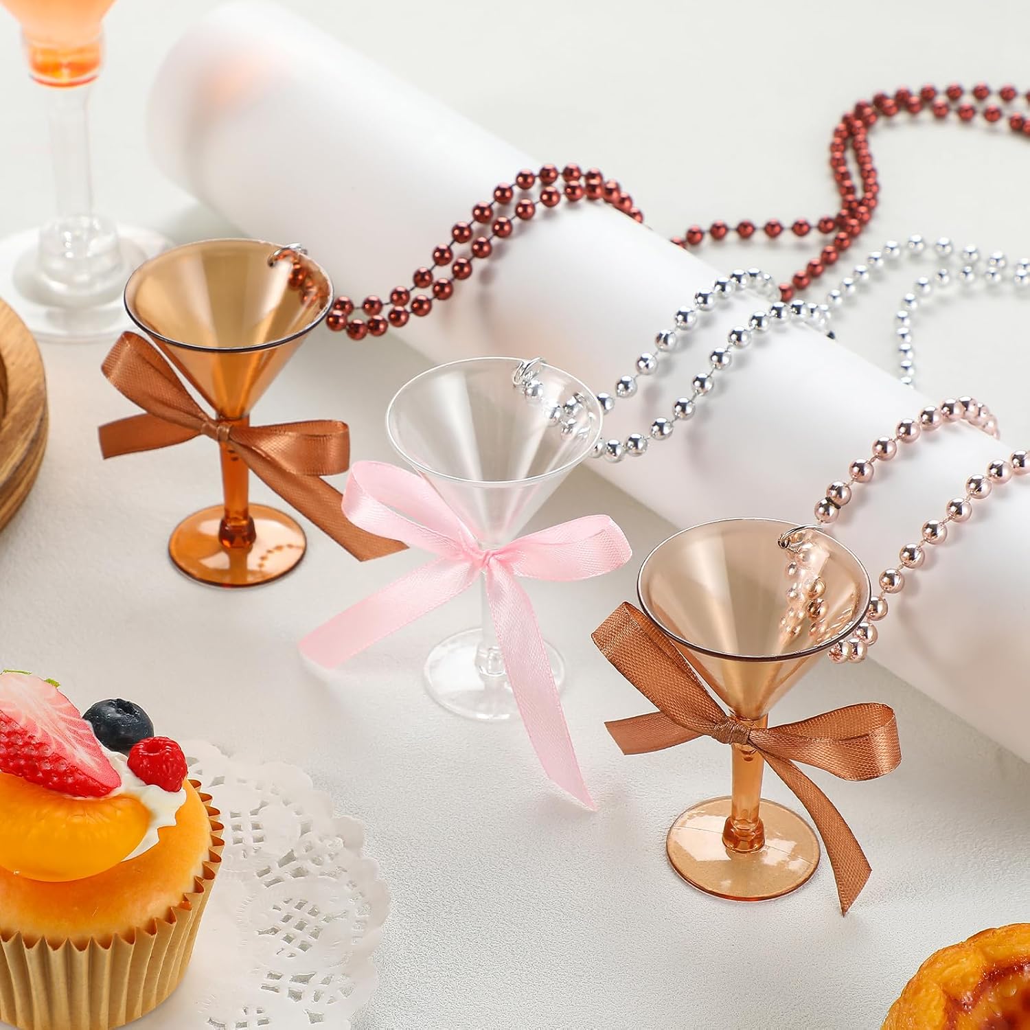 Gemscream 24 Pcs Brown Shot Glass Necklaces Plastic Martini Necklace
