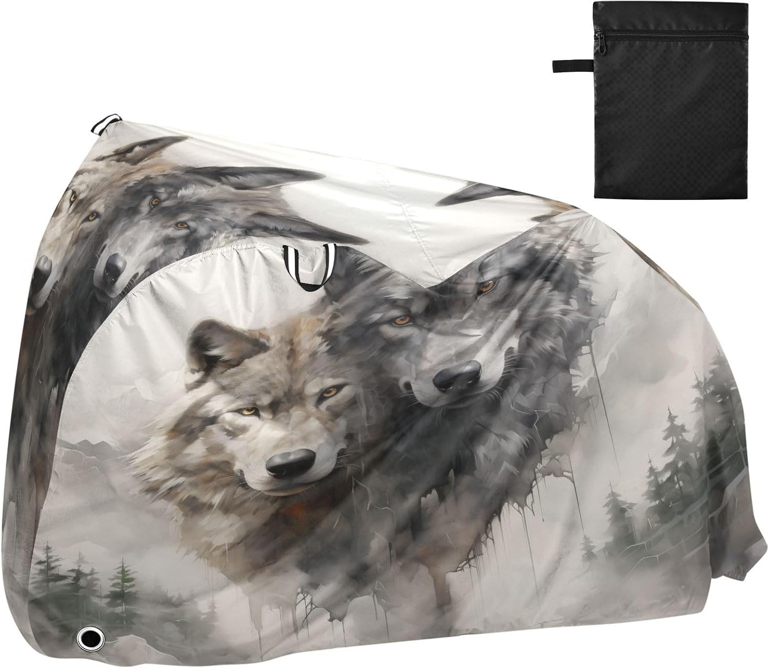 ALAZA Wolves Mountain Bike Cover Waterproof Outdoor Ebike Bicycle Covers Tarp Protection for 1/2 Bikes, Sun UV Dust Wind Proof