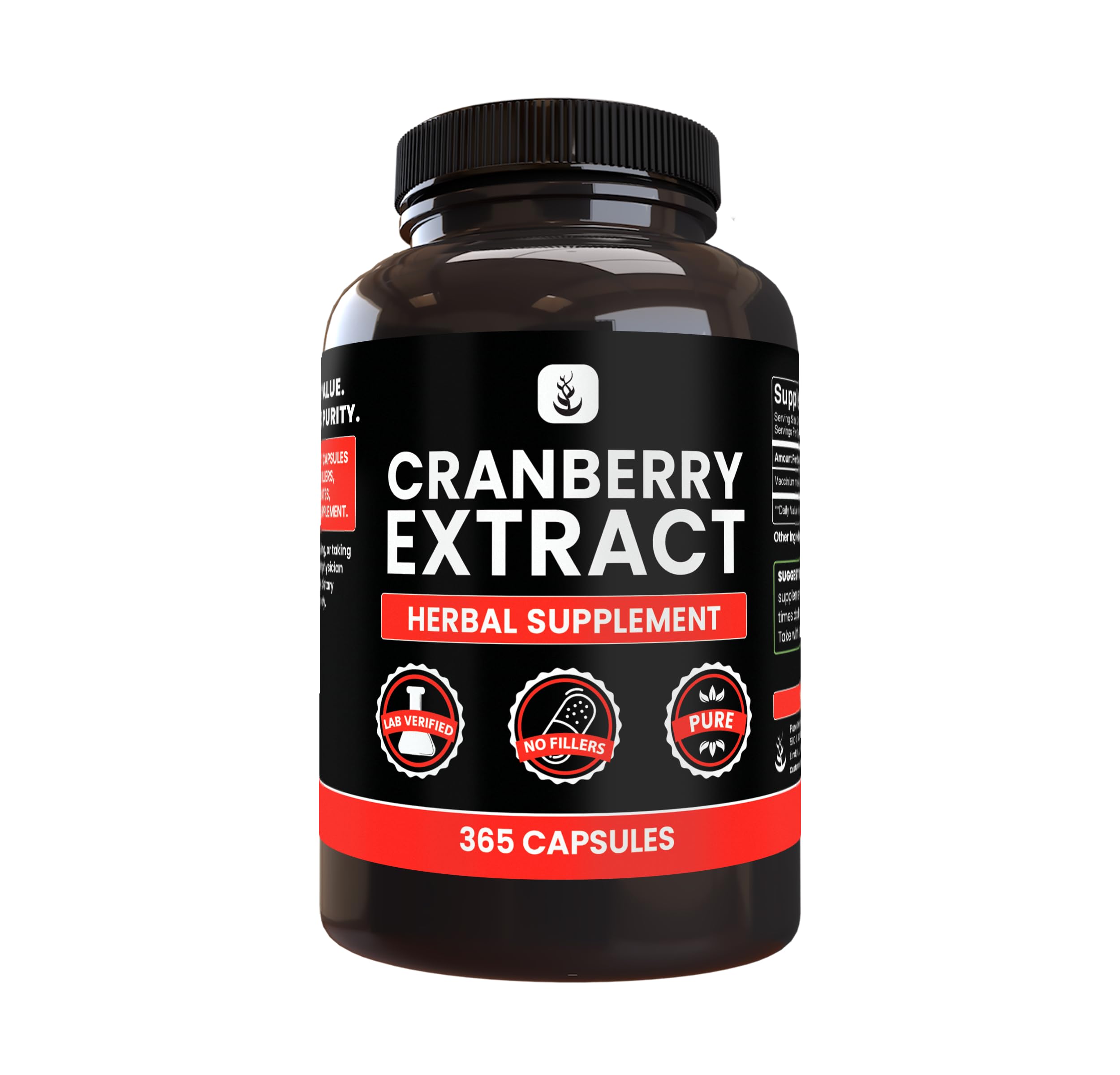 PURE ORIGINAL INGREDIENTS, Cranberry Extract, 365 Capsules 365 Count (Pack of 1)