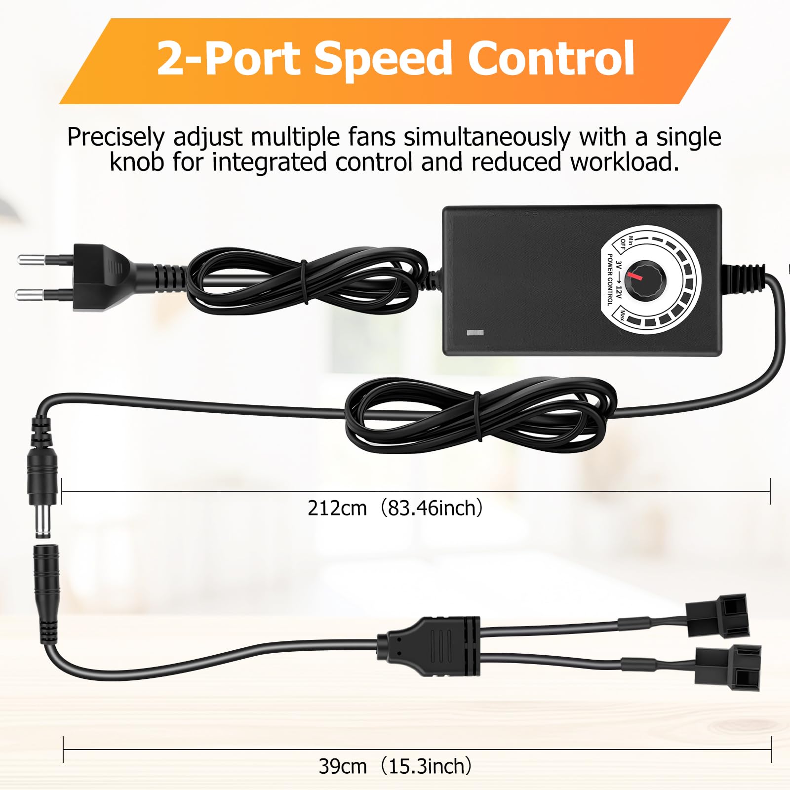 RUIZHI 2Pin PWM Controller per ventola e alimentatore 12V, da 100–240V AC a 3–12 V DC, modulo di controllo della velocità del ventilatore PWM