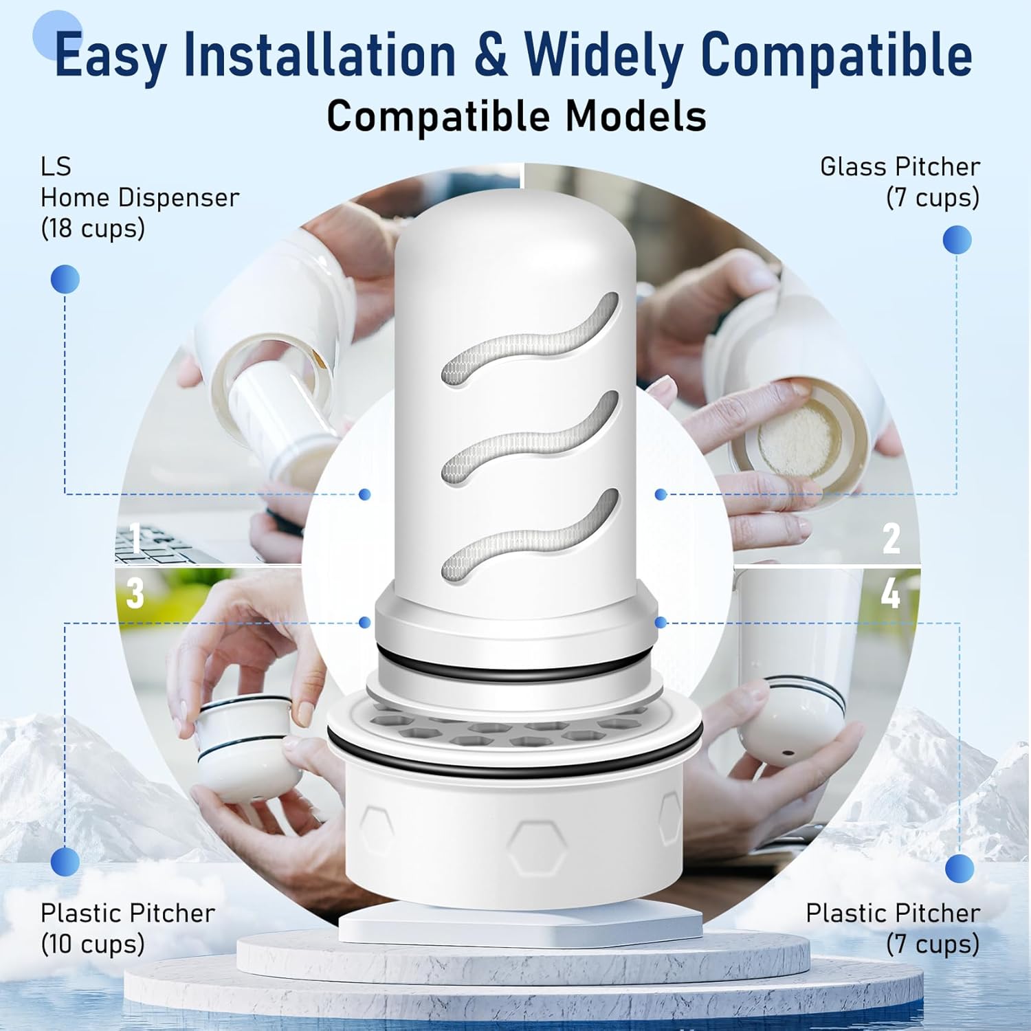 Water Filter Replacement for Lifestraw® Home Dispenser 18 C/Glass Pitcher 7 C/Plastic Pitcher 10 C/Plastic Pitcher 7 C.6 Activated Carbon + Ion Exchange Filter and 1 Membrane Micro Filter (6+1) - Image 3