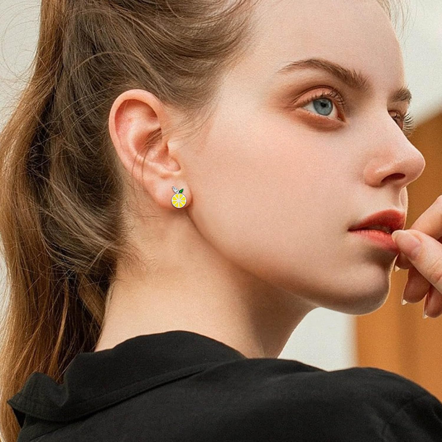 Cute Orange Fruit Earrings 925 Sterling Silver Tangerine Stud Summer Statement Jewelry Wedding Birthday Gifts for Women - Image 3