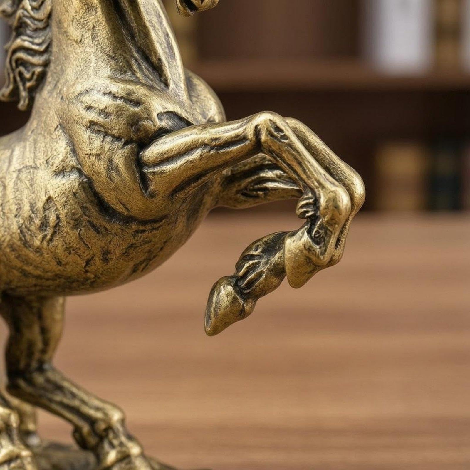 Oshhni 3 Piezas Estatua de Caballo de Latón Escultura Figura Adorno Retro en Latón con Silueta y Oscurecidos Adecuado para Mesa, 4 Piezas