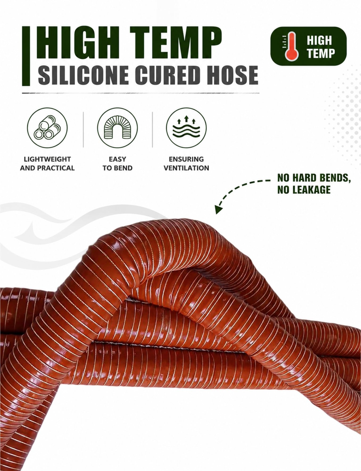 Tubo flessibile in silicone | 100-400cm for Aspirazione Fumi: Scarico Aria Calda(7cm/2.76in,400cm)