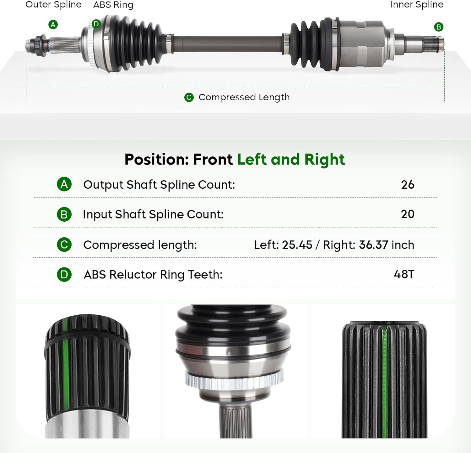 Pair (2) Front CV Axle Shaft Assembly Fit for Toyota Corolla 1.8L 2009-2018, for Matrix 1.8L 2003-2013(FWD, Manual Trans), Fit for Pontiac Vibe 1.8L FWD 2003-2010, Left and Right Side