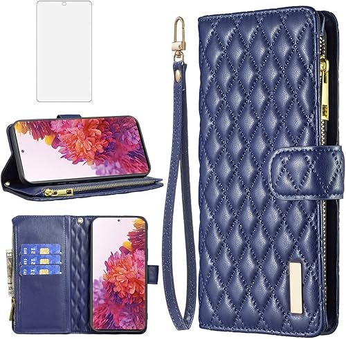 Asuwish Funda de teléfono para Samsung Galaxy S20 FE 5G 6.5 pulgadas Funda tipo cartera con protector de pantalla de vidrio templado y tarjetero