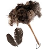 THARAHT 1PCS Ostrich Feather Duster Fluffy Natural with Wood Handle Reusable Washable for Cleaning Keyboard,Home,Car,Office Ostrich Feather Duster,16 Inch