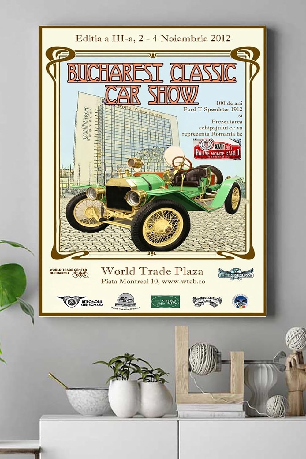 Postermanya (pster15420) Bucharest Classic Vintage Araba Kanvas Tablo 40 x 60