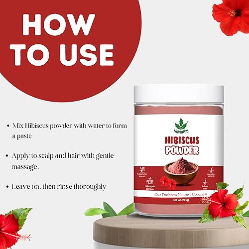 Miniatura 7 de Havintha Polvo de flor de hibisco para el crecimiento del cabello  Limpia el cabello  100% natural - 8.82 oz