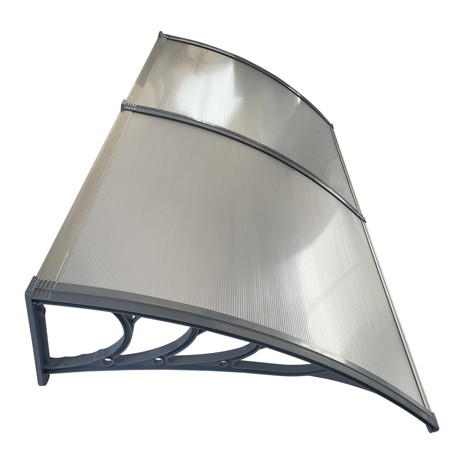 Panana Window Awning Door Canopy 78.7''x32'' Patio Porch Rain Shelter Cover, Awning Polycarbonate Cover Outdoor UV Rain Snow Sunlight Protection Patio Canopy 200 X82X 28Cm (Grey)