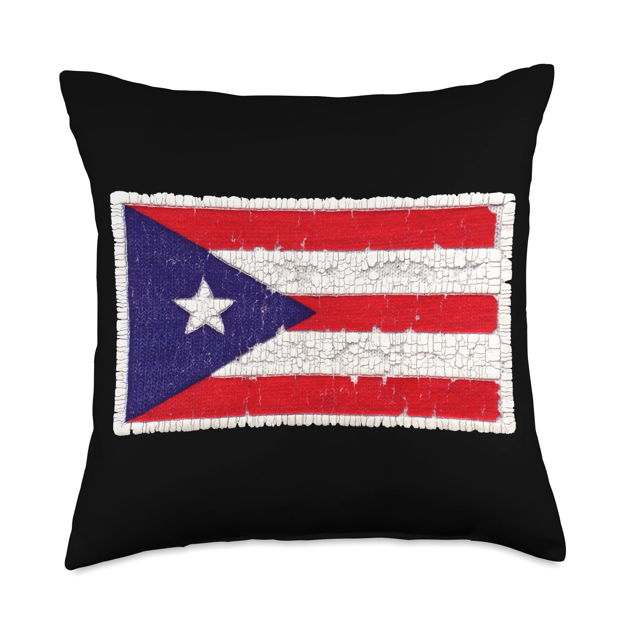 Rican Flag of Puerto Rico with Worn Distressed vlook Throw Pillow, 18x18, Multicolor