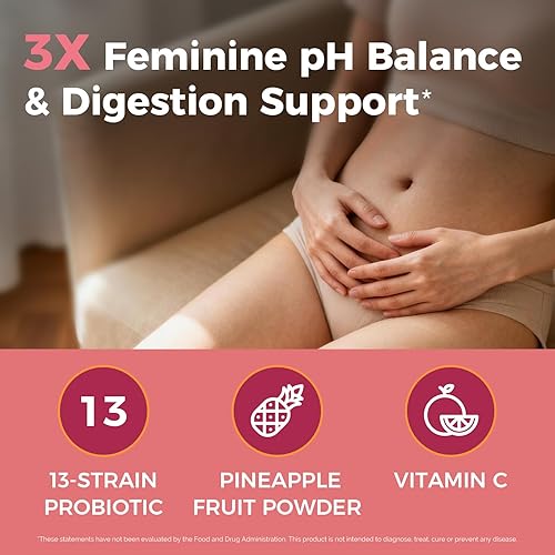 Miniatura 4 de NewRhythm Probióticos vaginales para mujeres, con polvo de piña, vitamina C, equilibrio natural del pH vaginal, apoyo inmunológico y salud