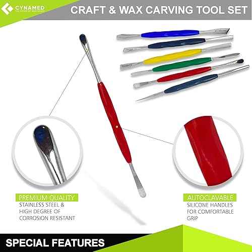 Miniatura 8 de CYNAMED Juego de 4 herramientas de esculpir de cera y arcilla de acero inoxidable, juego único de 4