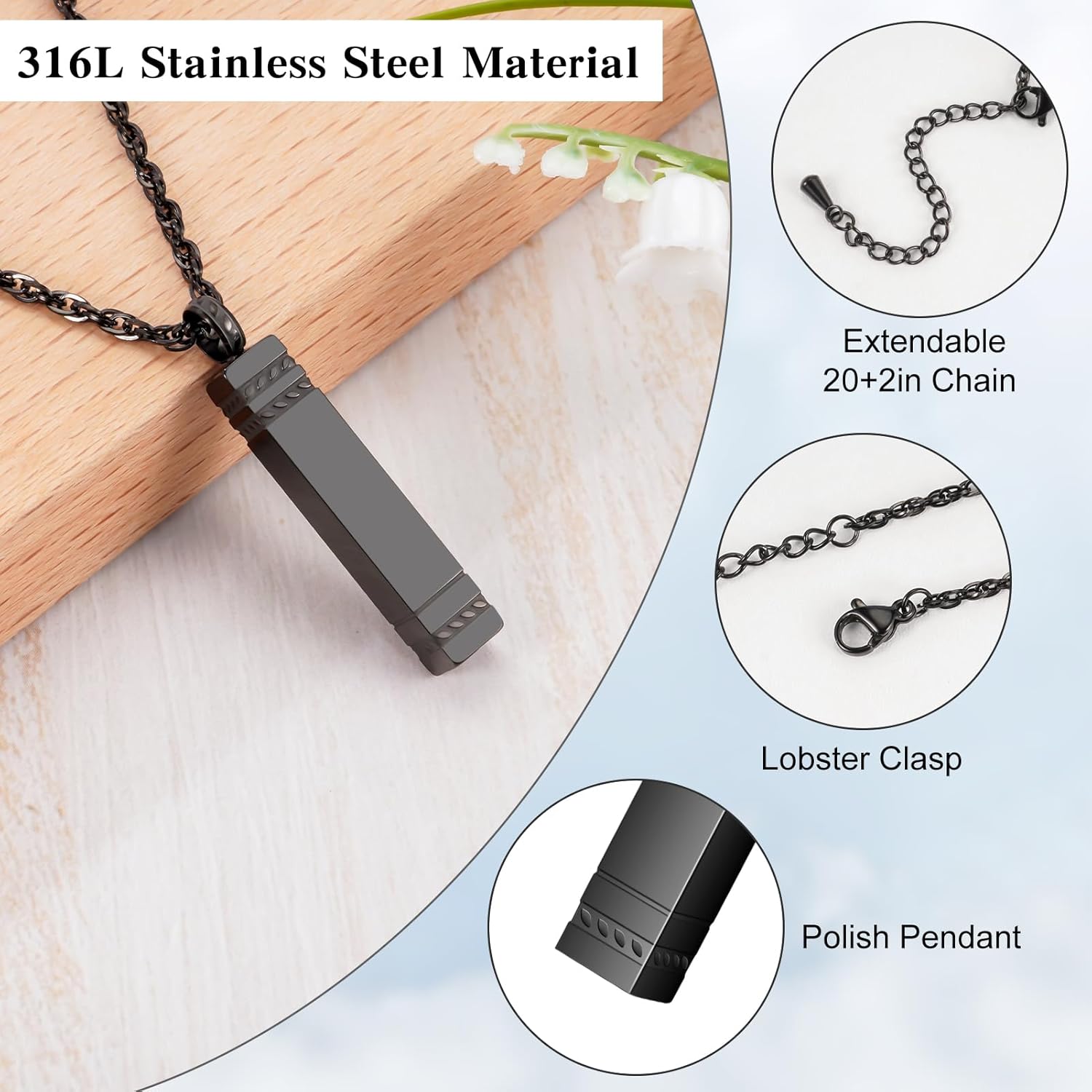 Cremation Jewelry for Ashes Stainless Steel Urn Necklace for Ashes Locket Necklace for Ashes Memorial Gift - Image 4