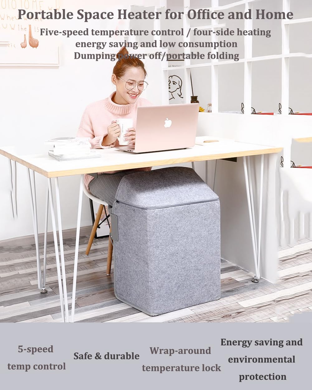 Scaldapiedi Scaldapiedi sotto la Scrivania, Scaldapiedi Termici Pieghevoli con Coperta, Scaldapiedi Elettrico con Controllo della Temperatura e Timer, Scaldapiedi Portatile per Ufficio Casa