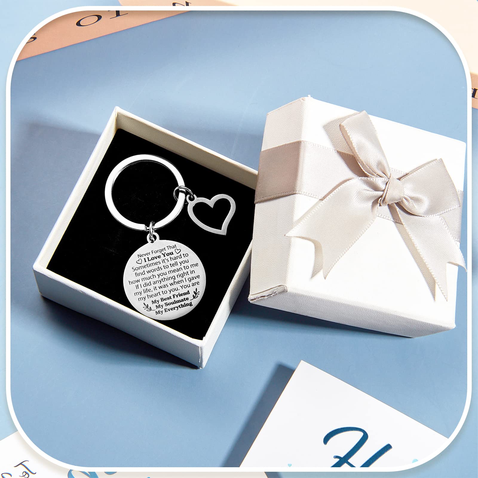Sinmoe Father's Day Card for Husband Never Forget That I Love You Forever Keychain with Envelope Fathers Day Gift Card with Keyring Gifts for Him Husband from Wife - Image 3