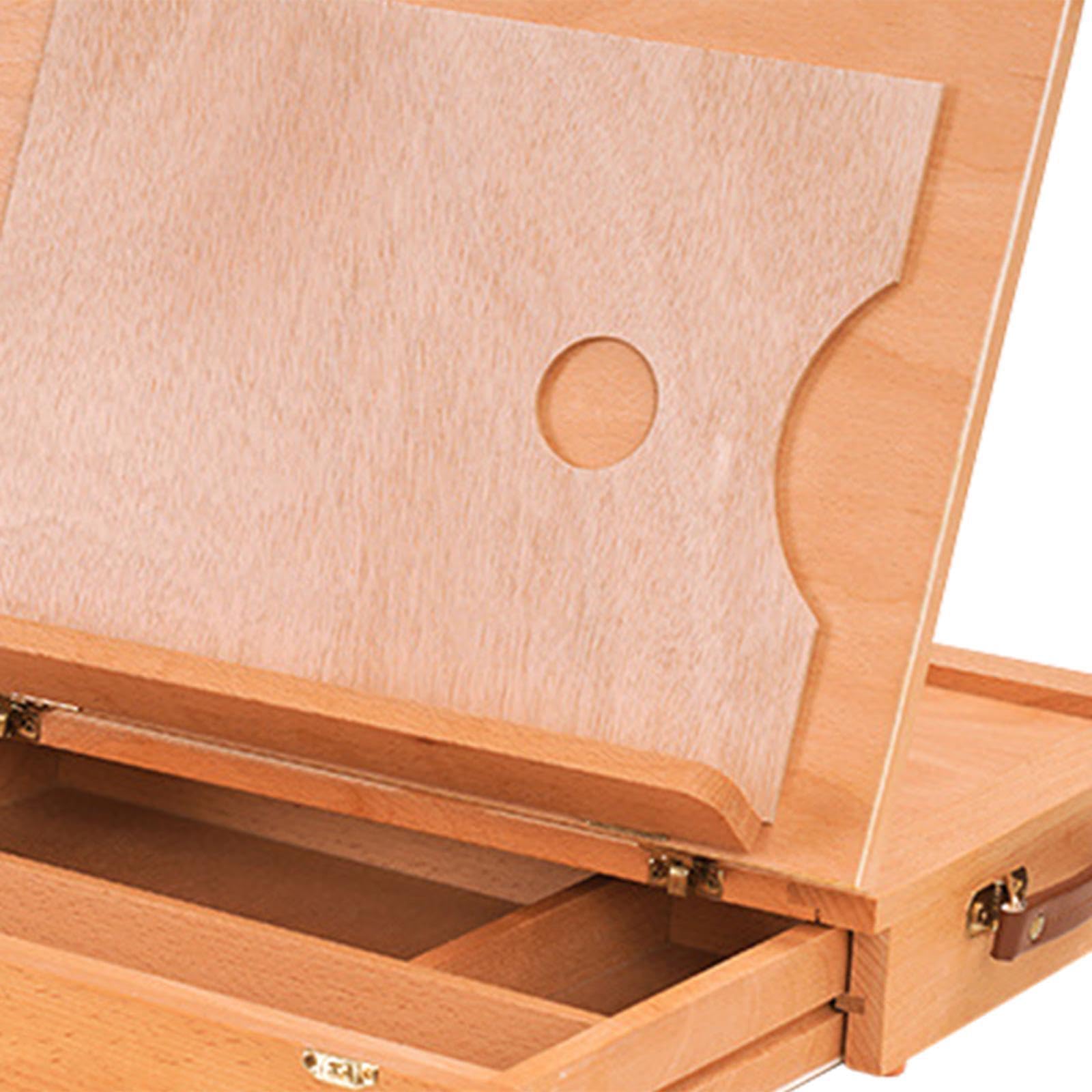Tragbare Tischstaffelei aus Holz, Zeichenkasten, Organizer für Künstlerbedarf, Skizzenbox, Präsentationsständer, faltbar, Beige, M