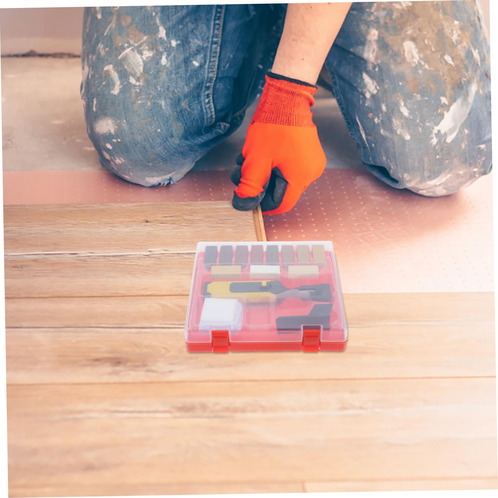 Kit de Réparation pour Parquet en Bois, Efface-rayures, Cire, Outil de Chauffage Électrique, pour Trous et Fissures la Maison Bureau