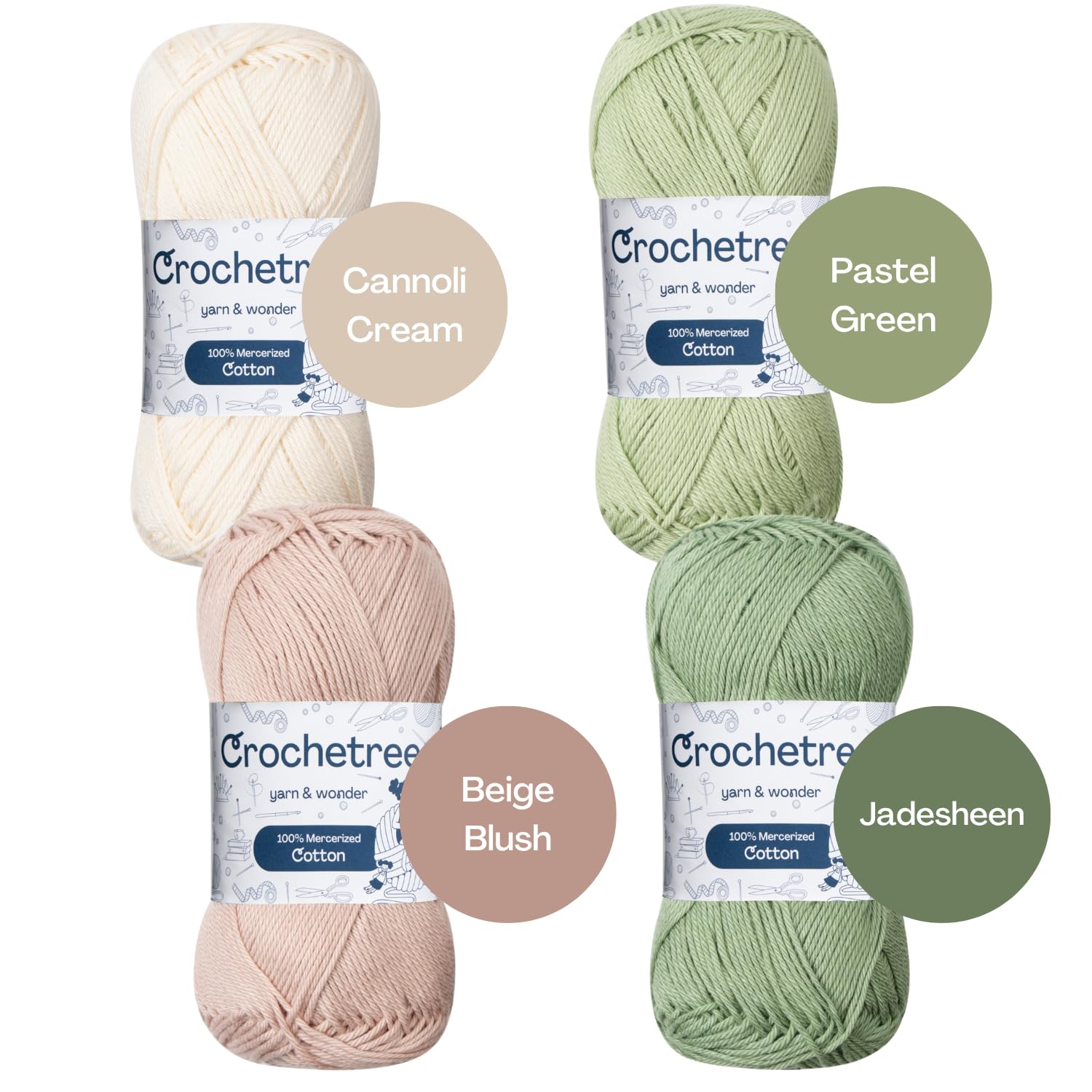 Premium Mercerized Cotton Yarn for Crochet & Knitting – Fingering Weight 4-Ply, 50g (1.76 oz) / 125 m (136 yds), High-Gloss, Anti-Splitting, Fade-Resistant Cotton (Light Nature) - 3