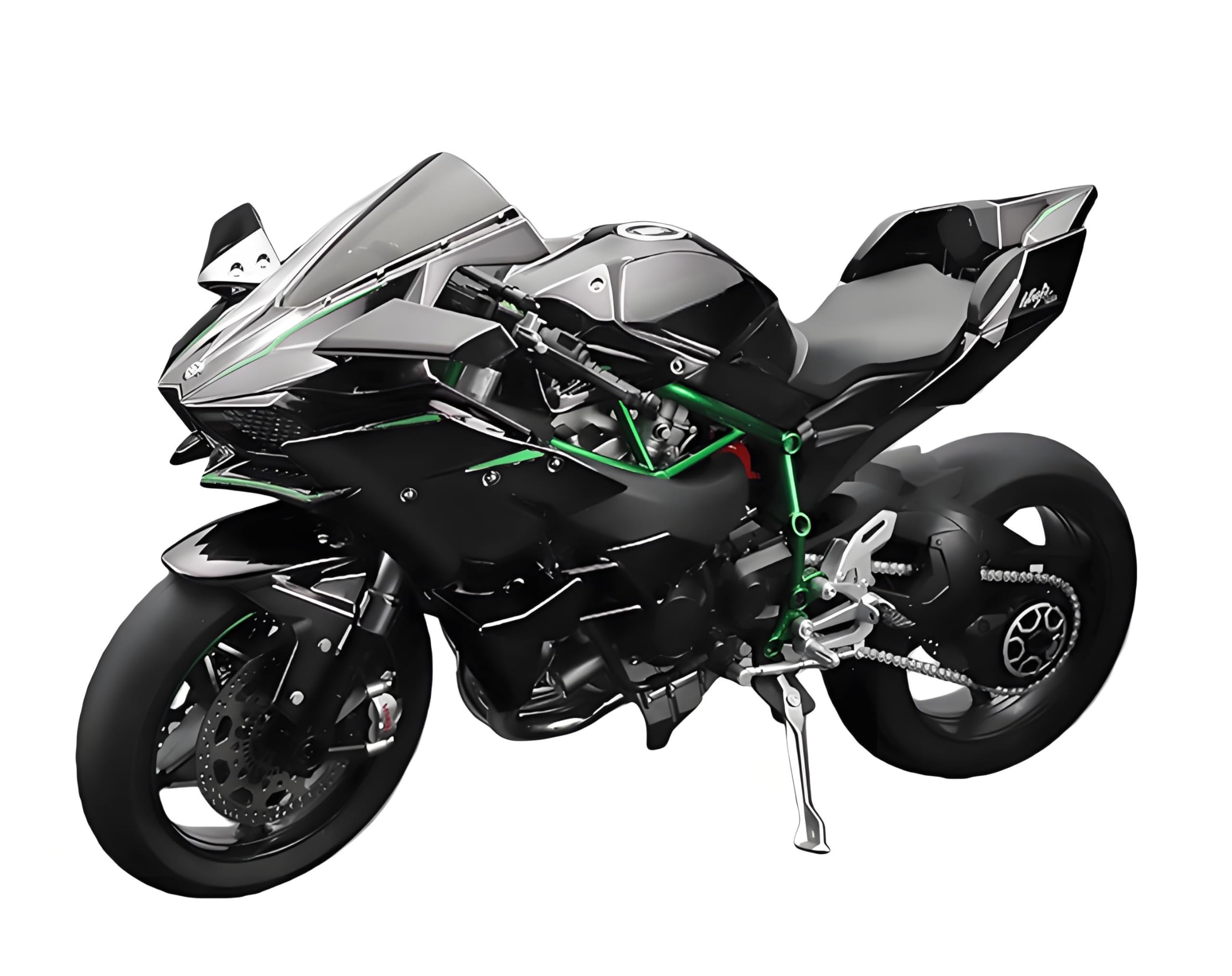 1:6 Scale Die-Cast Motorcycle Model, Interactive Features with Sound Effects (Engine Roaring), Lights and Moving Parts (Rear Wheel Spinning), Simulated Smoke Spraying (Black) โ image 1