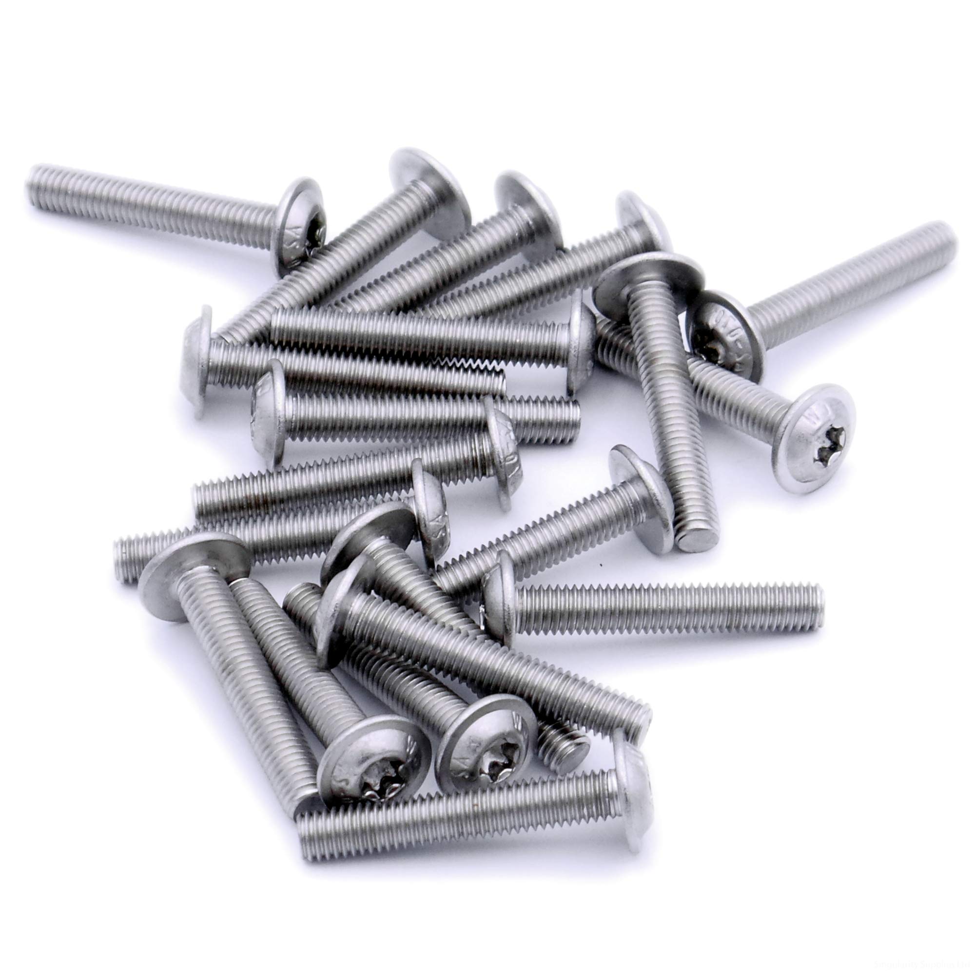 Singularity Supplies Silver M4 (4Mm X 5Mm) Flanged Tx Socket Button Machine Screw (Bolt) - Stainless Steel (A2) (Pack Of 20)