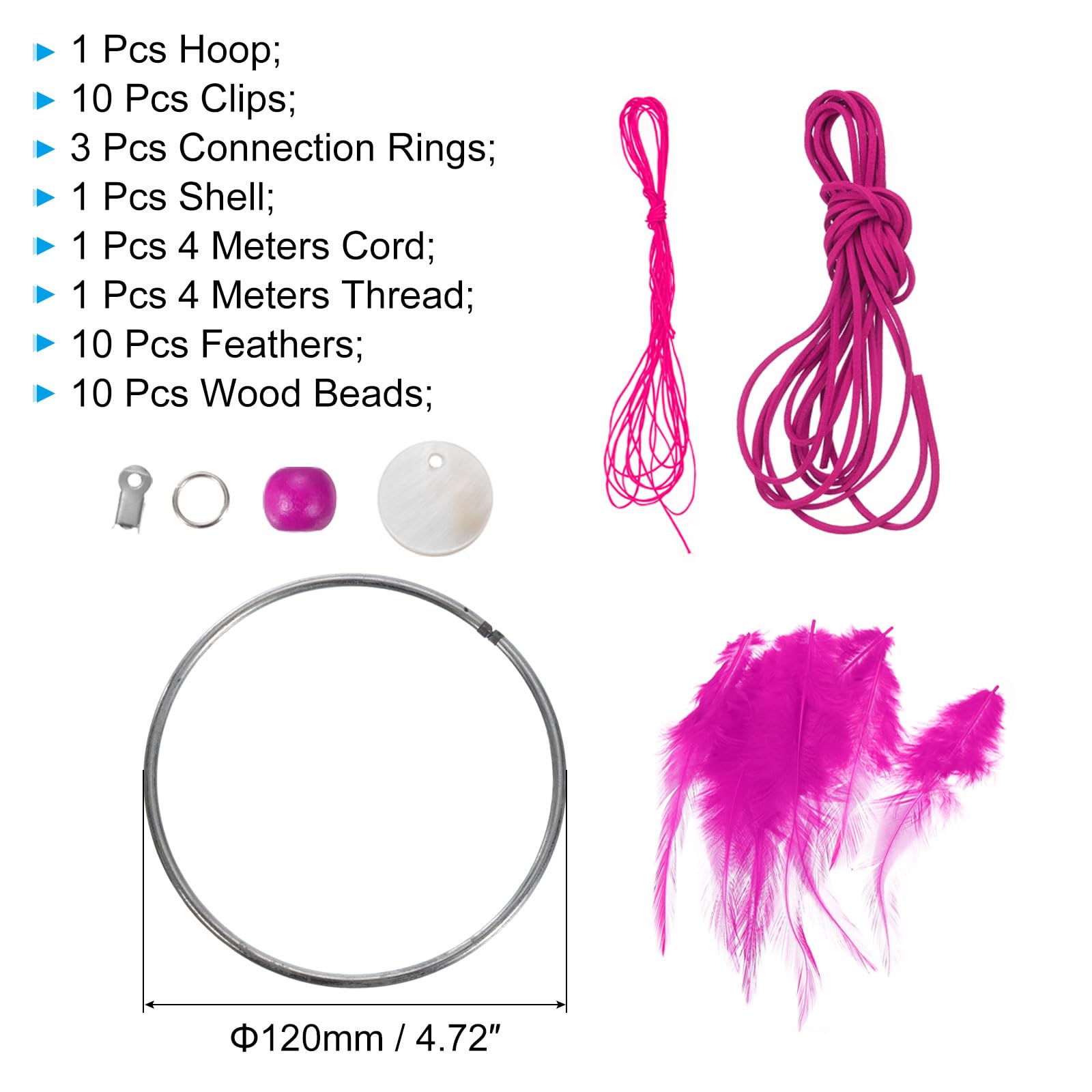 PATIKIL DIY Dream Catcher Kit, Making Dream Catcher Supplies Wall Hanging Handmade Dream Catcher Kits for Beginner Style 3, Rose Red - Image 2