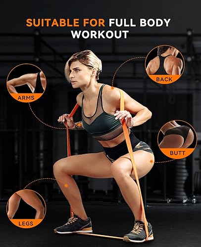 Vista 5 de SUNPOW Pull Up Assistance Bands - Set of 5 Resistance Heavy Duty Workout Exercise Stretch Fitness Bands Assist Set for Body, Instruction Guide and