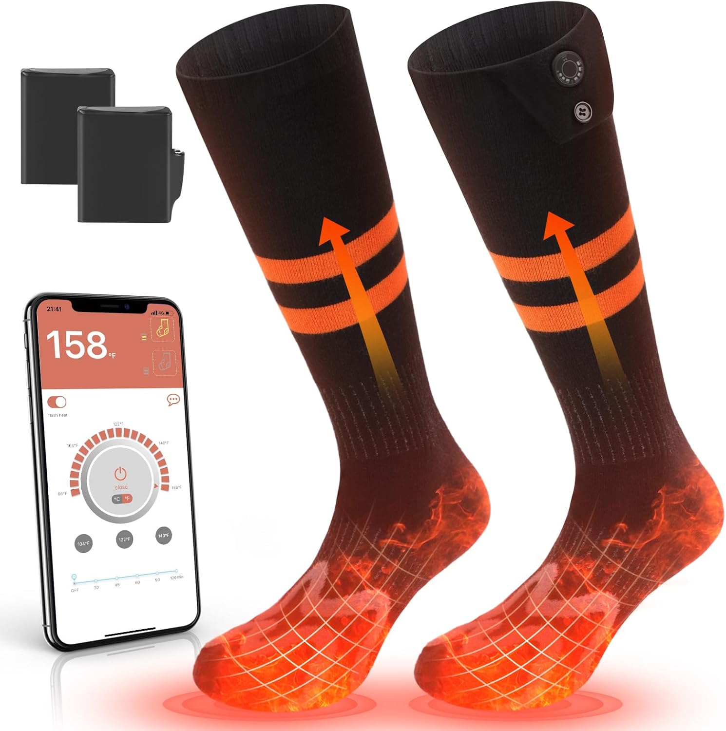 Heated Socks, Rechargeable Heated Socks for Men Women, 7.4V