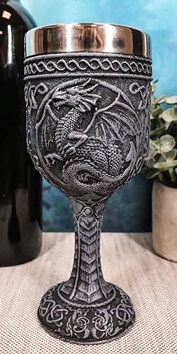 Miniatura 2 de Ebros Antigua Runa Celta Nudo Celestial Luna Dragón Copa de Vino Copa de Cáliz 6 oz Gótico Calabozos y Dragones Elixir Medieval de la Vida