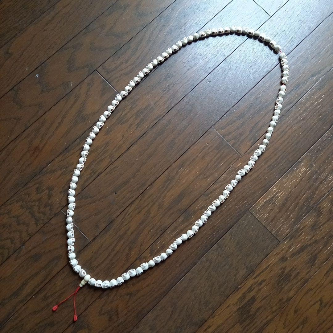 チベット仏教 髑髏ドクロ スカルビーズマラ 数珠ネックレス 瞑想 お守り