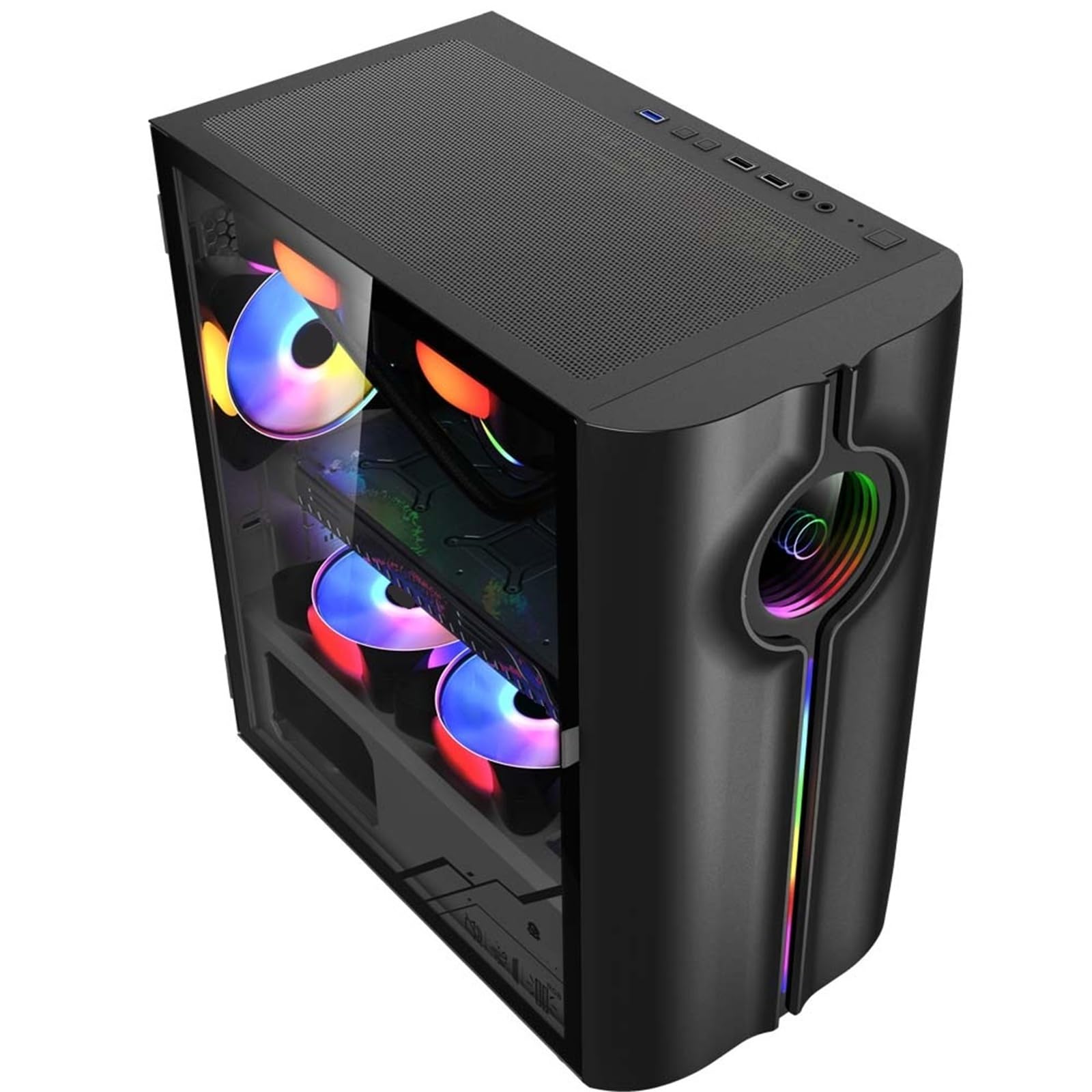 Case per computer da gioco con 4 posizioni di ventilazione, 240 AIO, supporto M-ATX/MINI-ITX versione panoramica