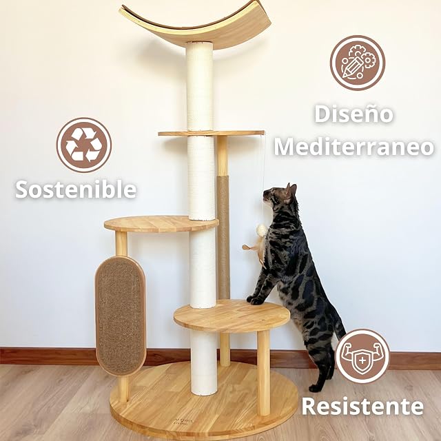 Foto 4 de 6 de Árbol Rascador para Gatos Gaviota 3 en 1 con Cama Integrada y Zona de Escalada 140 cm