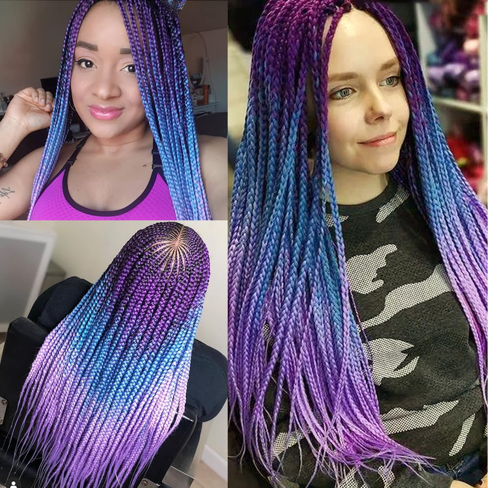 5 packs of Black Purple  blue ombré braiding hair Amazon.com : Gozill Ombre Braiding Hair Pre stretched Black  main image 4
