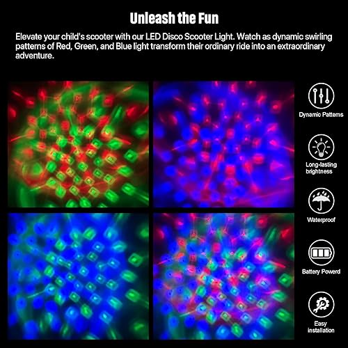 Miniatura 2 de Luz LED para scooter de discoteca, accesorios de luz para scooter, color RGB y patrones dinámicos, compatible con manillar de scooter, ángulo