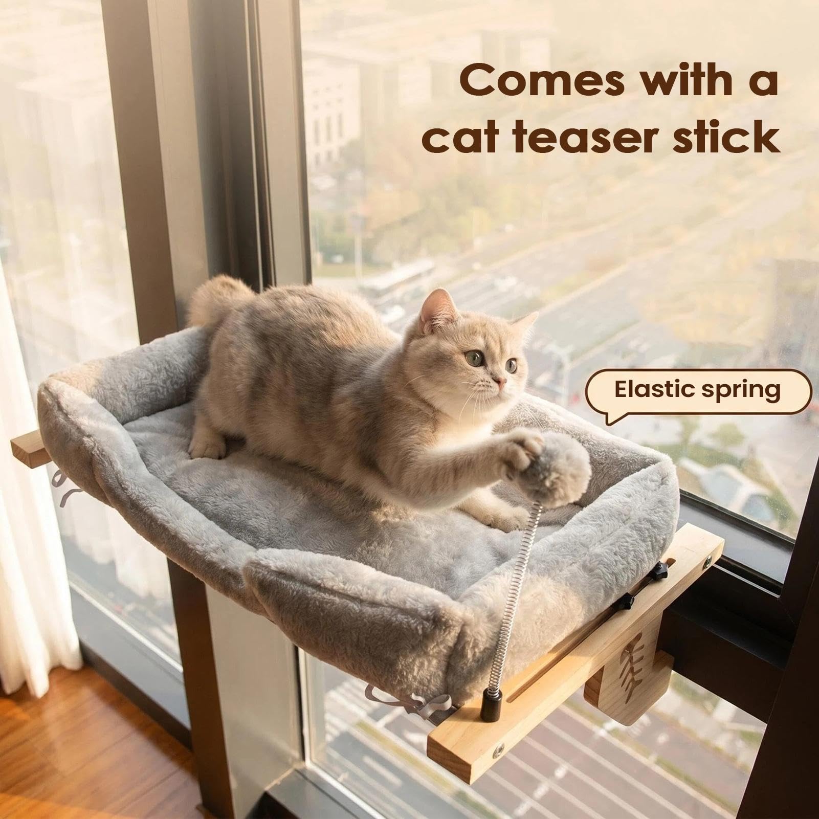 Hamaca De Ventana Para Gato Asiento Para Tomar El Sol Con Cojín Peluche Y | Cojín De Alféizar Para Gatito Para Hogar Apartamento Alféizar Mesita De Noche Cajonera Armario