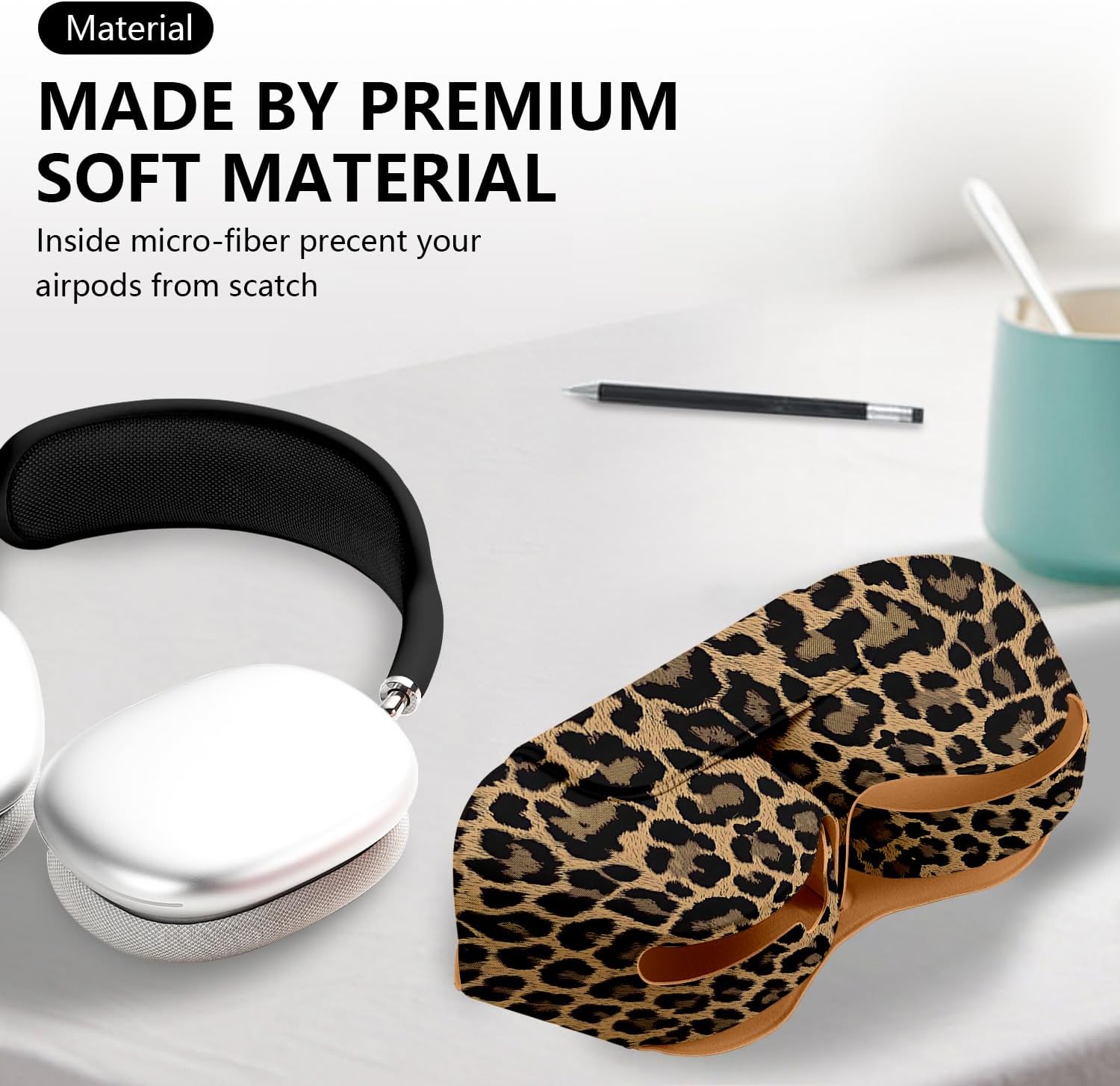 Maxjoy for Apple Airpods Max Smart Case Cover, Soft PU Leather Protective Cover Accessories for Airpod Max with Sleep Mode, Anti-Dust Travel Carrying Case for Airpods Pro Max Headphones