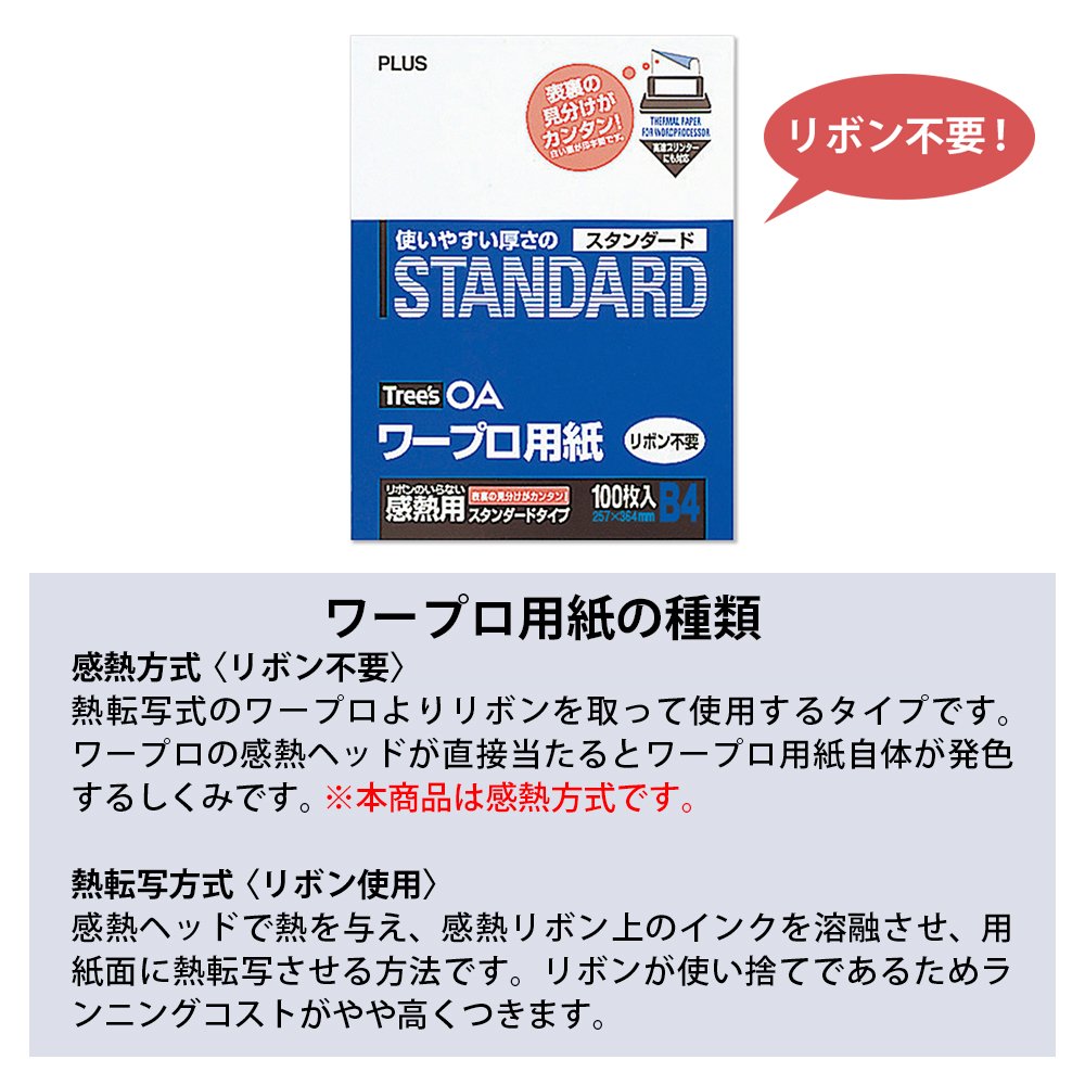 Amazon | プラス ワープロ用紙感熱紙 B4 100枚入 スタンダードタイプ