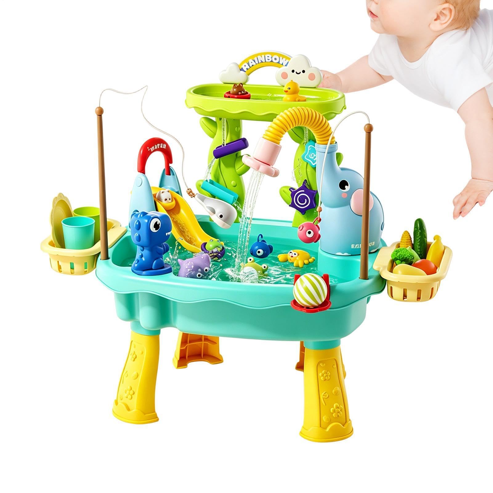 Tavolo Acqua Esterno con di Pesca | Tavolo Sabbia e Acqua per Bambini per l'Giardino Patio Campeggio Interno Asilo Scuola 'Infanzia Bimbi e Bimbe 4-8 Anni