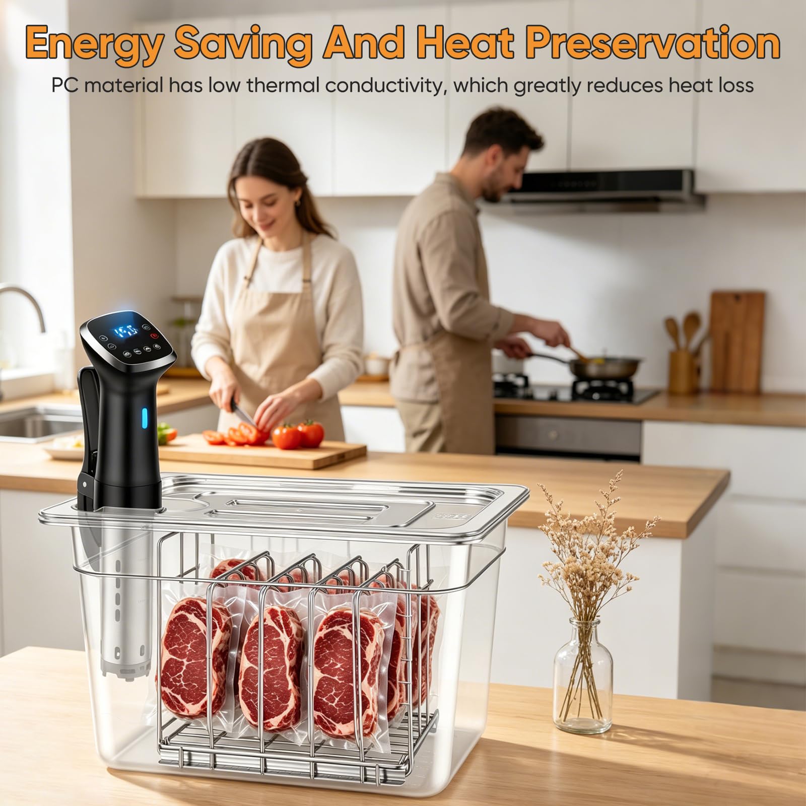 Sous Vide Behälter, 11L Sous Vide Container mit Deckel und Rack für Sous-Vide Stick Garer Mehrere Marken 32.5x26.5x20 cm Multifunktionaler Transparenter Behälter zum Kochen von Fisch Fleisch