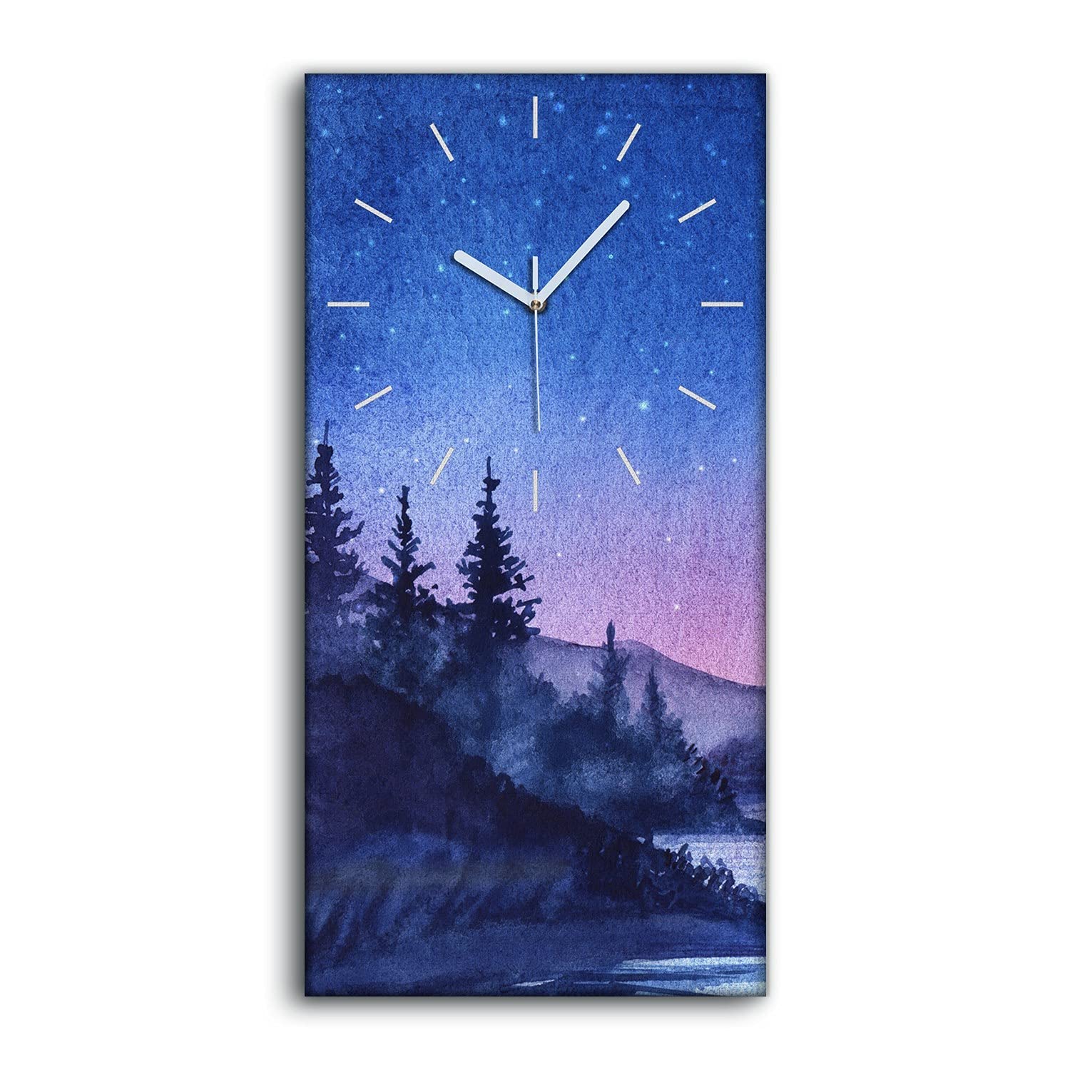 Horloge sur toile 30x60cm art mural moderne lune étoiles salon chambre coucher
