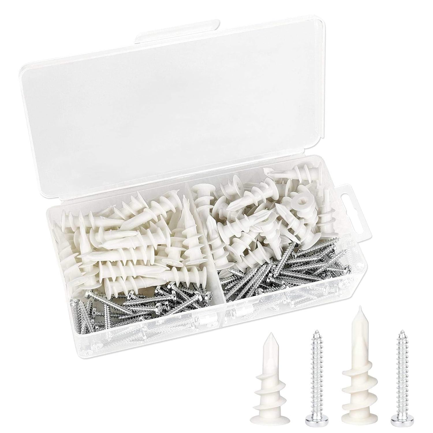 140pcs Plastic Self Drilling Drywall Anchors & Drywall Screws Kits, 70