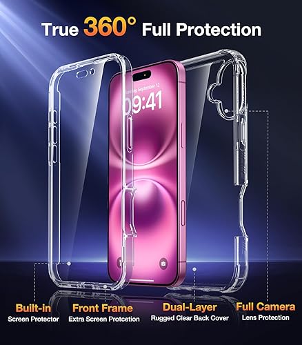 Miniatura 989 de Diaclara - Funda diseñada para iPhone 14 Pro Max, resistente, de cuerpo completo, con protector de pantalla sensible al tacto y antiarañazos + Blanco